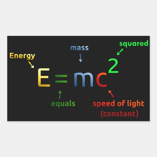 E = MC-2. E equals MC Squared Rechteckiger Aufkleber (Vorderseite)