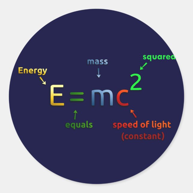 E = MC-2. E equals MC Squared Runder Aufkleber (Vorderseite)
