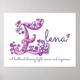 E monogram art Elena girls name meint poster