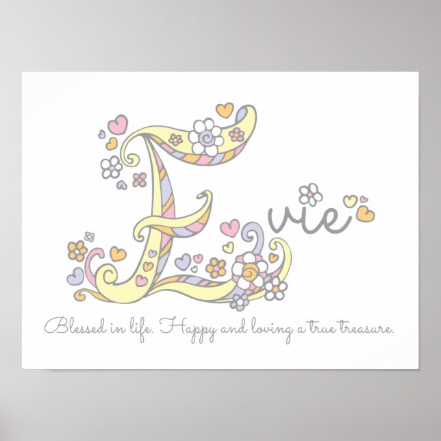 E monogram art Evie girls name meint poster (Vorne)