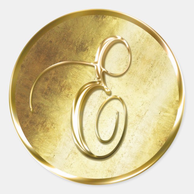 E Monogram Imitate Gold Umschlag Aufkleber Sticker (Vorderseite)