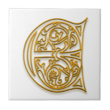 E Monogram "Irish Gold" Keramik Tile