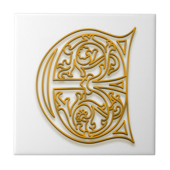 E Monogram "Irish Gold" Keramik Tile Fliese (Vorderseite)