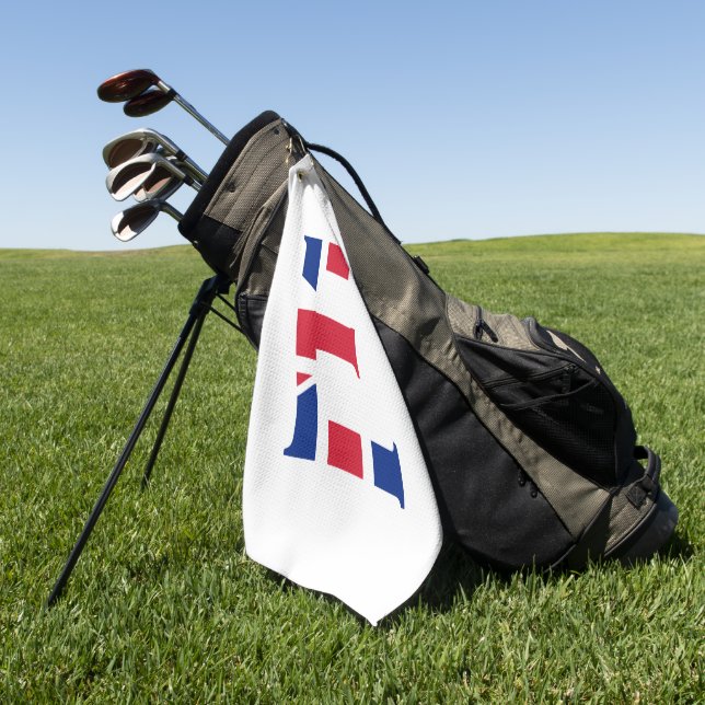 E Monogram überlagert sich auf der Flagge der Unio Golfhandtuch (Gras)