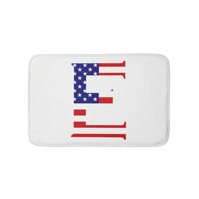 E Monogram überlagert sich auf der Flagge der USA Badematte (Vorderseite)