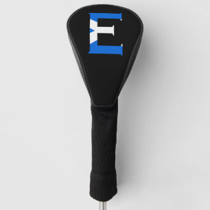 E Monogram überlagert sich auf schottischer Flagge Golf Headcover