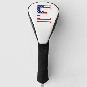 E Monogram überlagert sich auf US Flag Dokument Golf Headcover