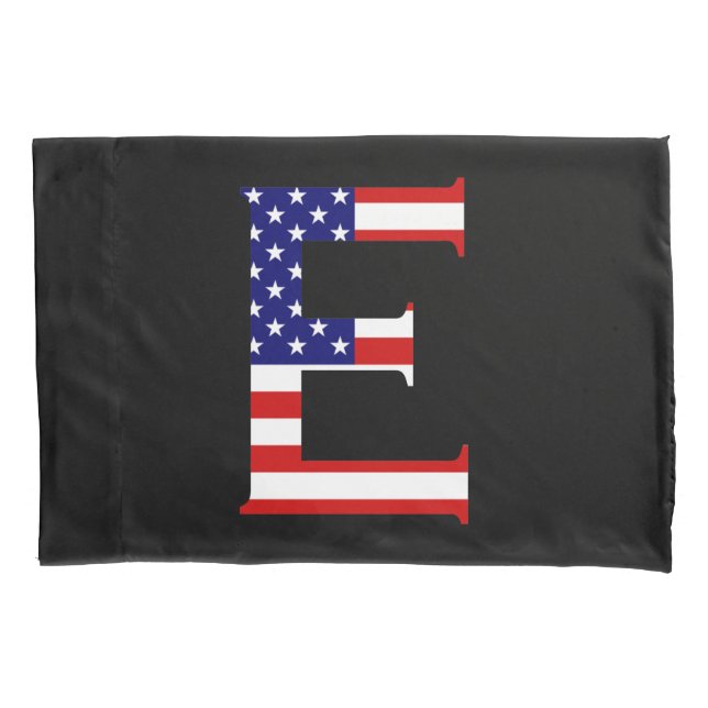 E Monogram überlagert sich auf US Flag Pccn Kissenbezug (Vorderseite)