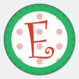 E Monogram (Whimsical Christmas) Runder Aufkleber
