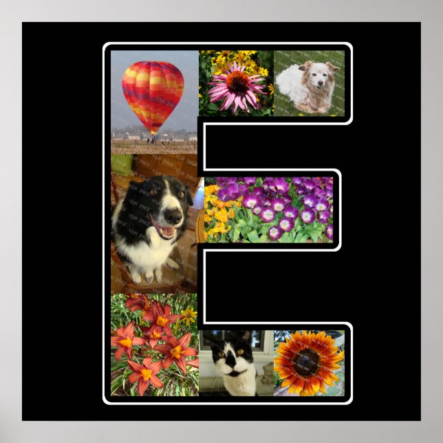 E Monogramm Erstellen Sie Ihre eigene 8-Collage Sc Poster (Vorne)