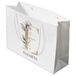 E Monogramm Floral Personalisiert Große Geschenktüte
