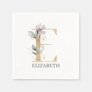 E Monogramm Floral Personalisiert Serviette
