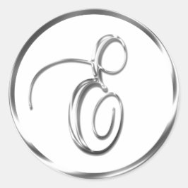 E Monogramm Imitate Silberumschlag oder Gutes Sieg Runder Aufkleber
