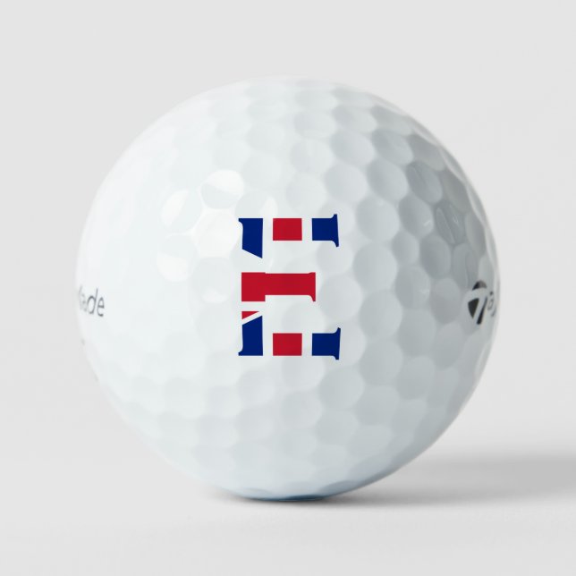 E Monogramm überlagert auf der Flagge der Union tm Golfball (Vorderseite)
