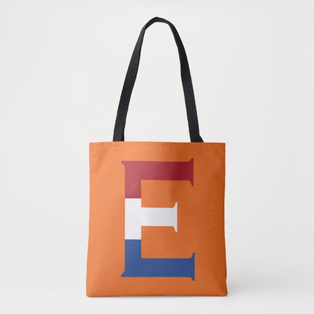 E-Monogramm überlagert auf NLD-Flagge auf oder stc Tasche (Vorderseite)