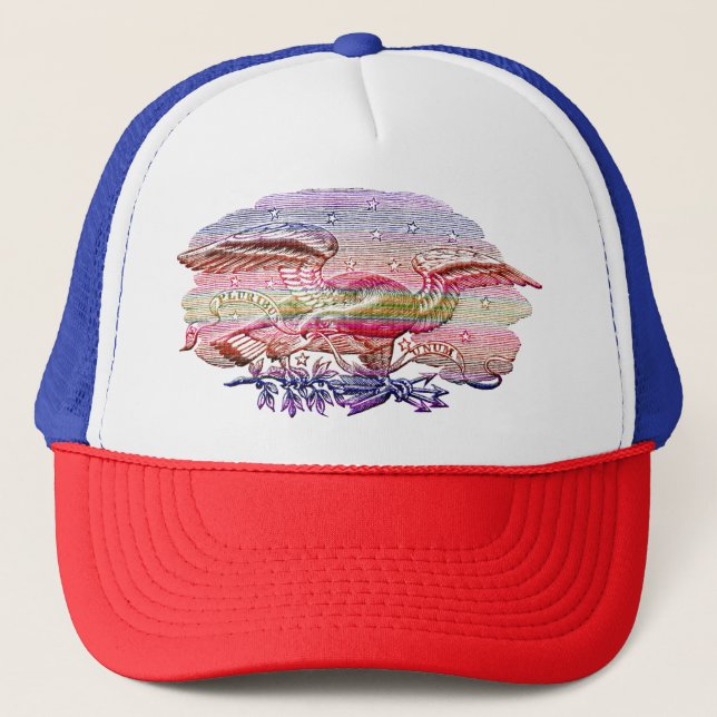 E Pluribus Unum Patriotic Eagle Americana Art Truckerkappe (Vorderseite)
