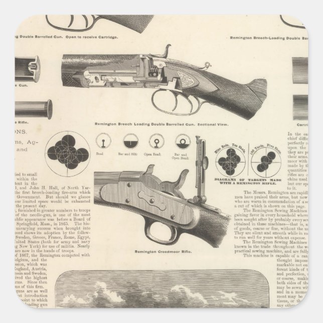 E Remington and Sons Quadratischer Aufkleber (Vorderseite)