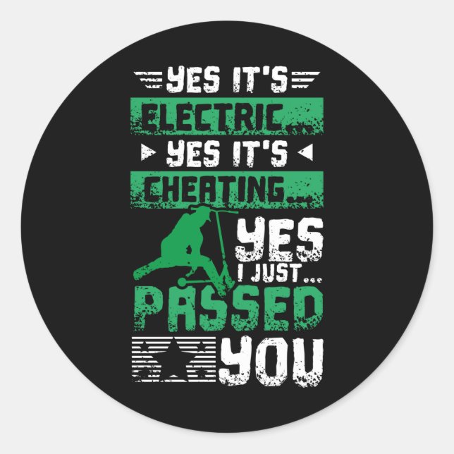 E-Scooter Passed You Runder Aufkleber (Vorderseite)