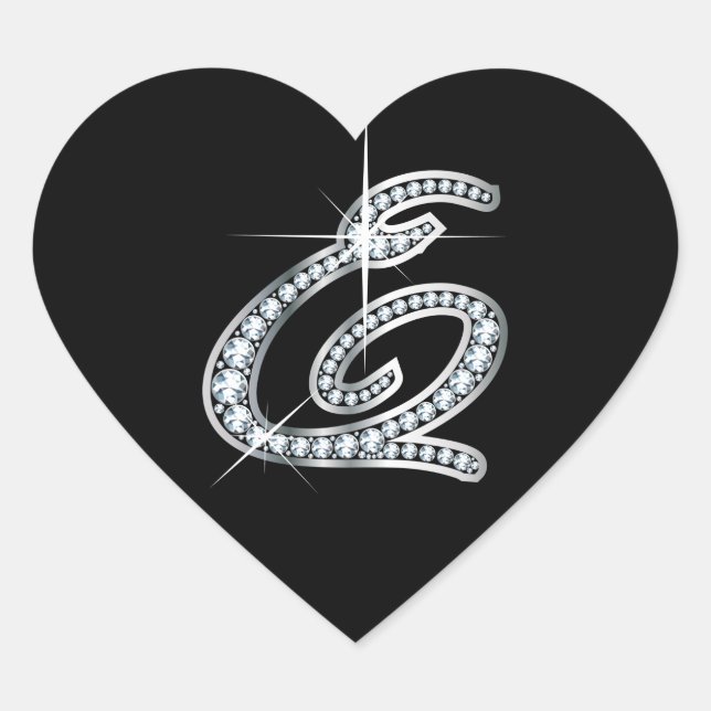 E Script-Imitate -"Diamond" Herz-Aufkleber (Vorderseite)
