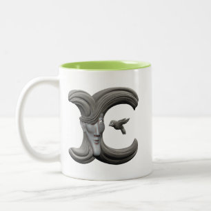 E-Tasse (rechtshändig) Zweifarbige Tasse