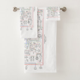 E Typ Jag, Drahtdiagramm. Badhandtuch Set