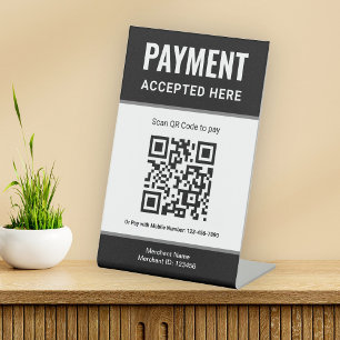 e-Wallet Scannen zum Bezahlen QR-Code-Zahlung Tisc Sockelschild