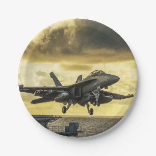 Ea18g Kampfflugzeug, das den Trägerraketen abschi Pappteller