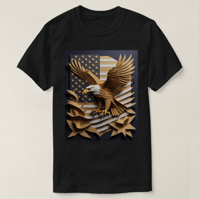 Eagle 3D Paper Art Design T - Shirt (Design vorne)