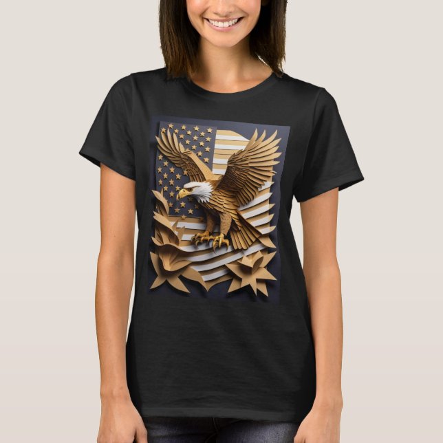 Eagle 3D Paper Art Design T - Shirt (Vorderseite)