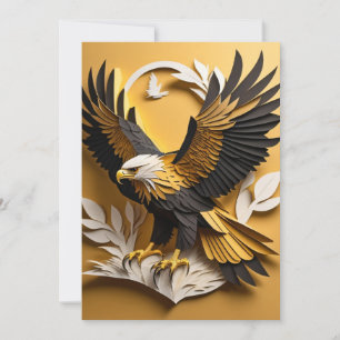 Eagle 3D Paper Art Design T - Shirt Einladung