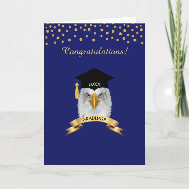 Eagle Abschluss gratulieren zu golden & blue Karte (Vorderseite)