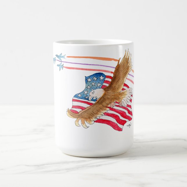 Eagle and American Flag Kaffeetasse (Mittel)