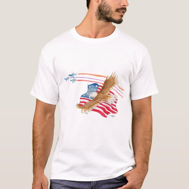 Eagle and American Flag T-Shirt (Vorderseite)