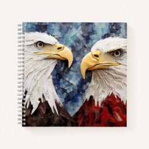 Eagle Animal Bird Art Deco Paint Mosaic Notizbuch