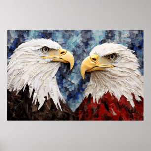Eagle Animal Bird Art Deco Paint Mosaic Poster