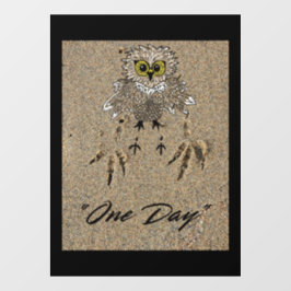 Eagle Baby & Footprints im Sand "One Day" Fensteraufkleber