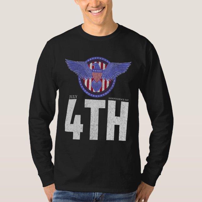 Eagle Badge Independence Day with American Happy 4 T-Shirt (Vorderseite)