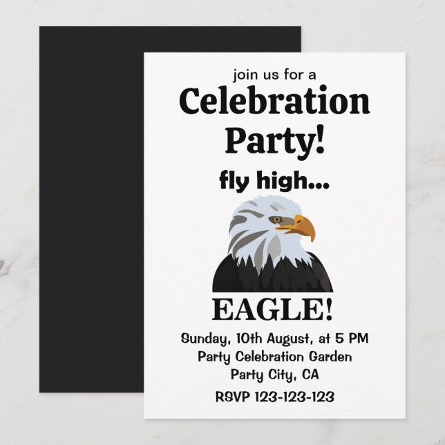 Eagle Bald Eagle Fly High Eagle Celebration Party Einladung (Vorne/Hinten)
