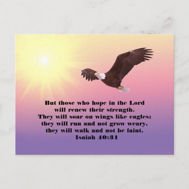 Eagle Bible Verse Hoffnung und Stärke Postkarte (Vorderseite)