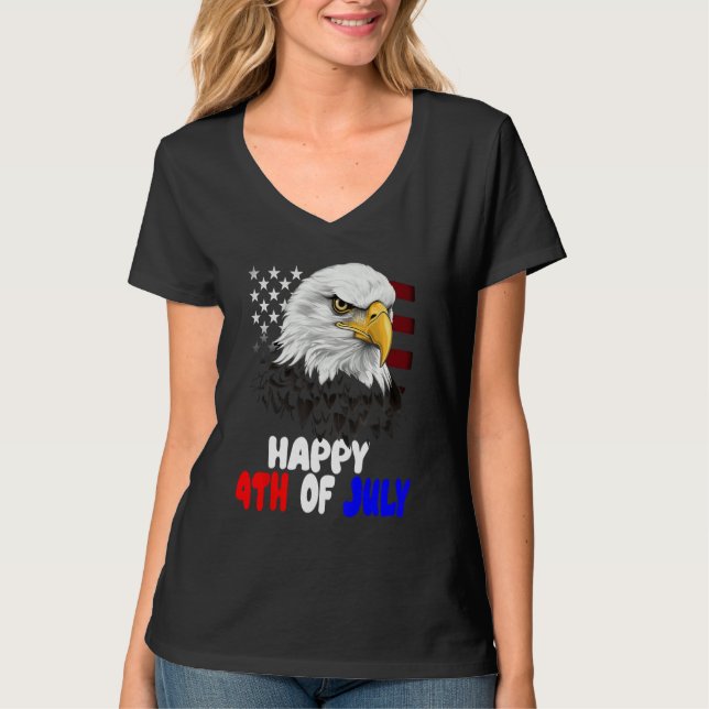 Eagle Bird 4th of July American Flag Veterans Memo T-Shirt (Vorderseite)