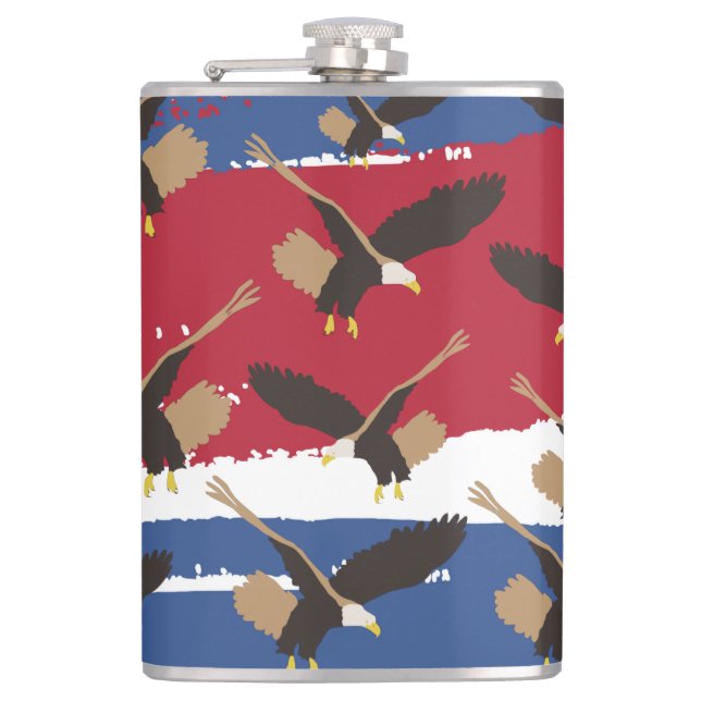 Eagle Bird USA Patriotic American Flag Flachmann (Vorderseite)