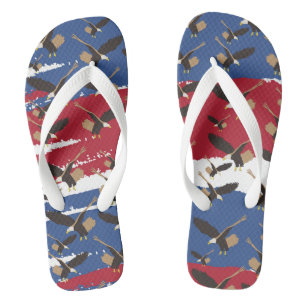 Eagle Bird USA Patriotic American Flag Flip Flops