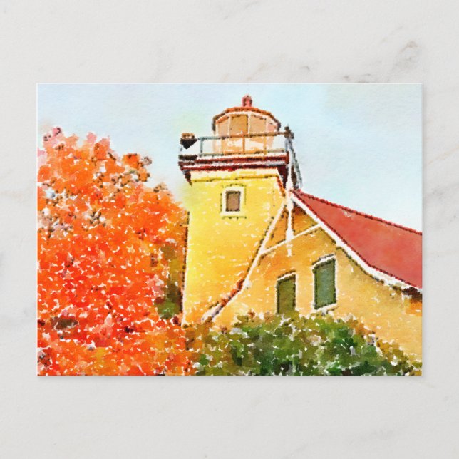 Eagle Bluff Lighthouse, Door Landkreis, Wisconsin Postkarte (Vorderseite)