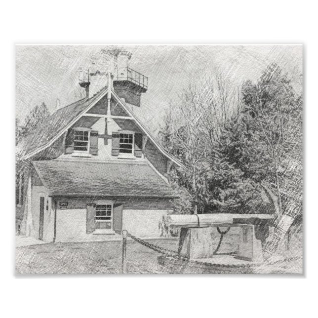 Eagle Bluff Lighthouse - Landkreis - Bleistift Gez Fotodruck (Vorne)