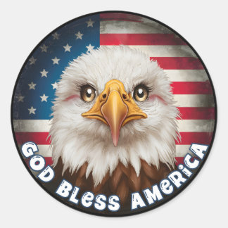 Eagle Circle "Gott segne Amerika Unabhängigkeit" Runder Aufkleber