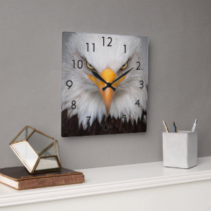 Eagle Closeup Quadratische Wanduhr