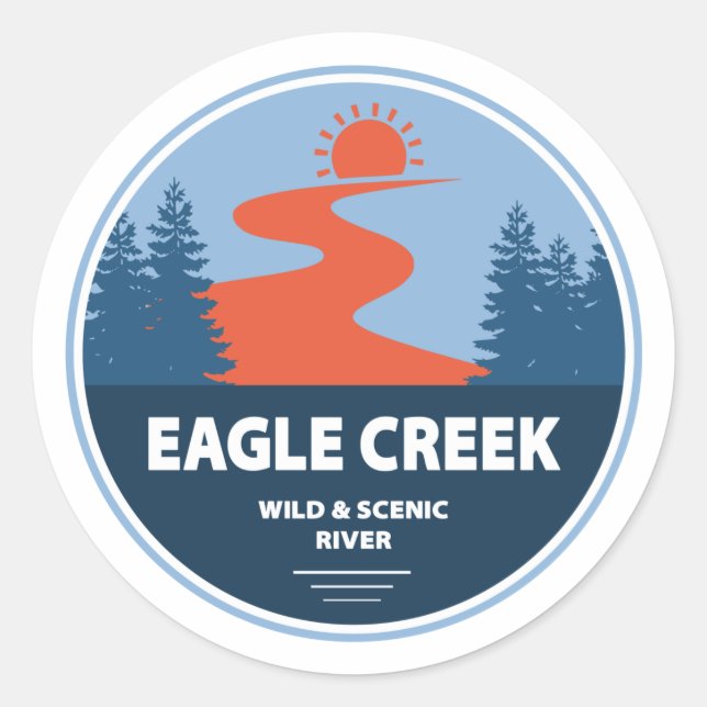 Eagle Creek Wild und Landschaftlicher Fluss Runder Aufkleber (Vorderseite)