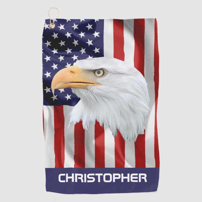 Eagle, die amerikanische Flagge, Patriotisch Golfhandtuch (Vorderseite)