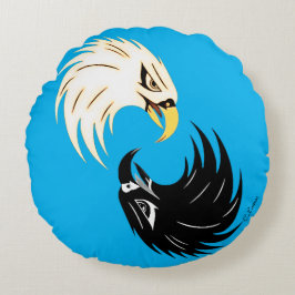 "Eagle Eye" Round Pillow - Blue Rundes Kissen