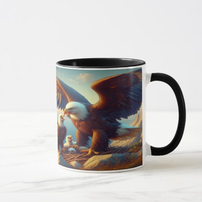 Eagle Familie nistet auf einer Klippe während 36x2 Tasse (Rechts)